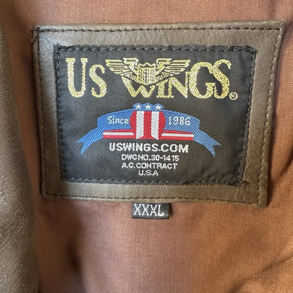 VTG US Wings Type A2 2000 Signature Series Leather Bomber Jacket XXL 52 Inch Men